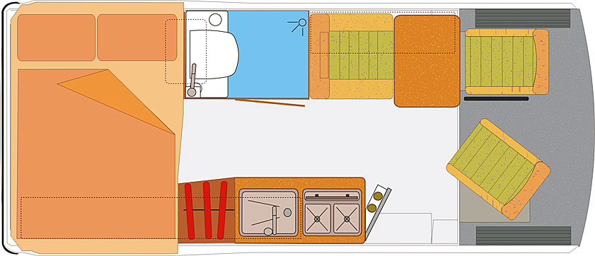 reisemobil beach grundriss 3 sitzer